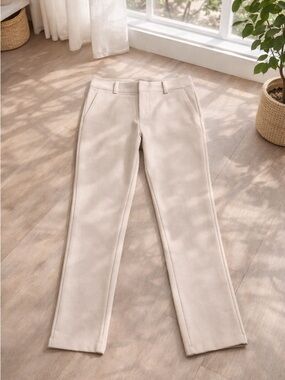 Quince Stretch Work Office Pants Beige Slim Ankle Career Minimalist